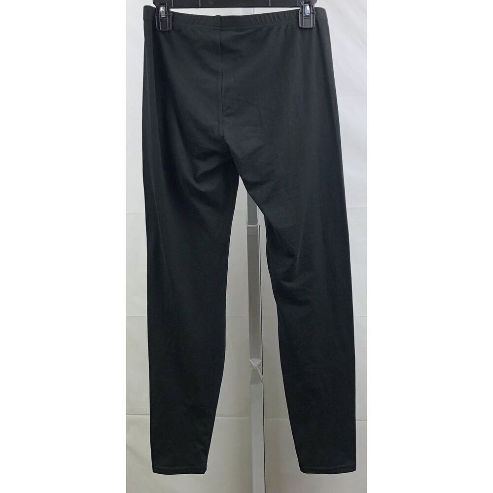Knit Pants Women M Black Tapered Leg Stretch Elastic Waist Leggings Activewear - Picture 2 of 11